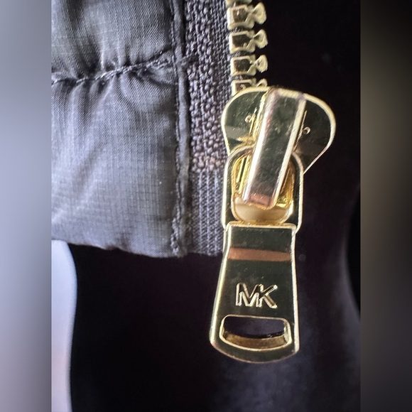 Michael Kors  - BLACK Hooded Puffer Jacket with Gold Accents - Picture 7 of 7